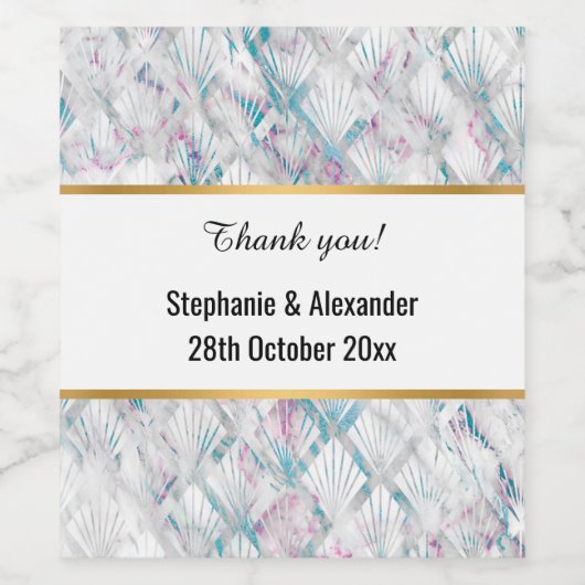 RETRO PASTEL MARBLE ABSTRACT DIAMOND WIJN ETIKET (Enkel label)