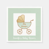 Retro Pastel Mint Groen Wit Carriage Baby shower Servet (Voorkant)