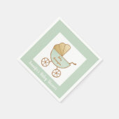 Retro Pastel Mint Groen Wit Carriage Baby shower Servet (Hoek)