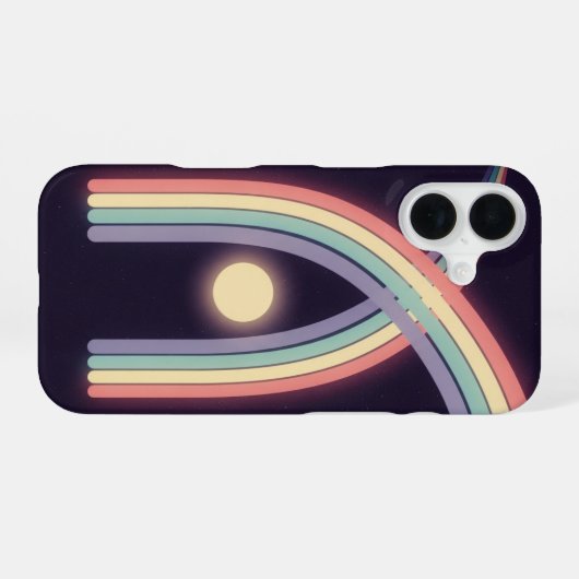 Retro Pastel Moon Arc iPhone 16 Hoesje (Achterkant horizontaal)