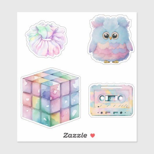 Retro Pastel Nostalgische 80, 90 favorieten Sticker (Vel)