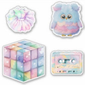 Retro Pastel Nostalgische 80, 90 favorieten Sticker (Voorkant)