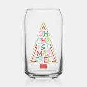 Retro pastel op kerstboom blikvorm glas (Voorkant)