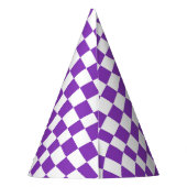 Retro Pastel Paars en wit gecheckt Feesthoedjes (Achterkant)