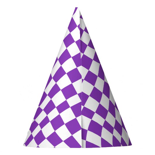 Retro Pastel Paars en wit gecheckt Feesthoedjes (Achterkant)