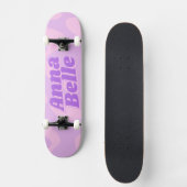 Retro Pastel Paarse Groovy Modern Typografie Persoonlijk Skateboard (Voorkant)