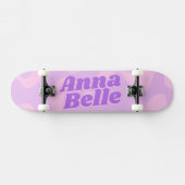 Retro Pastel Paarse Groovy Modern Typografie Persoonlijk Skateboard (Horizontaal)