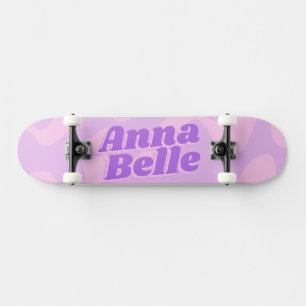Retro Pastel Paarse Groovy Modern Typografie Persoonlijk Skateboard