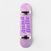 Retro Pastel Paarse Groovy Modern Typografie Persoonlijk Skateboard (Voorkant)