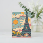 retro  pastel Paris Briefkaart (Staand voorkant)