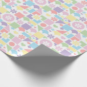 Retro Pastel Patchwork met 70s Vormen, Bloemen Cadeaupapier (Hoek)