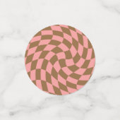 Retro Pastel Pink Brown Checkerboard met kookplaat Confetti (Kleine voorkant)