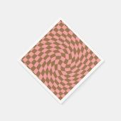 Retro Pastel Pink Brown Checkerboard met kookplaat Servet (Hoek)