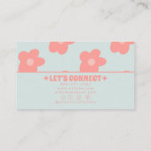Retro Pastel Pink Groovy Floral Boho Girly Unique Visitekaartje (Achterkant)