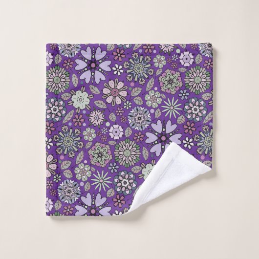 Retro Pastel Pink Purple Floral Seamless Pattern Bad Handdoek (Wasdoekje)
