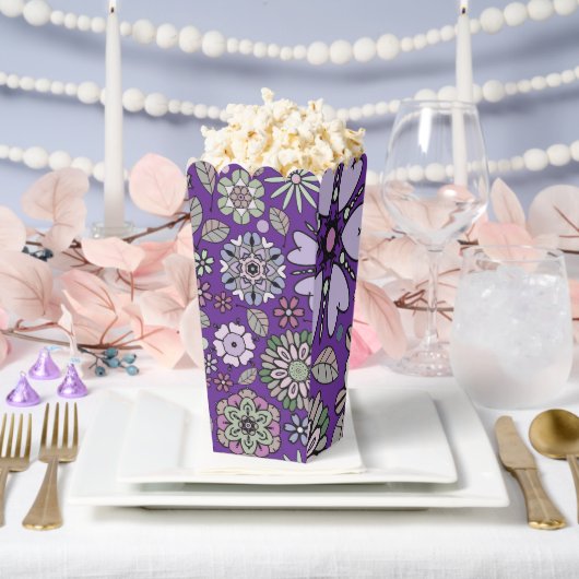 Retro Pastel Pink Purple Floral Seamless Pattern Bedankdoosjes (Huwelijk)