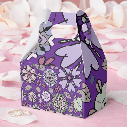 Retro Pastel Pink Purple Floral Seamless Pattern Bedankdoosjes (Huwelijk)