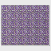 Retro Pastel Pink Purple Floral Seamless Pattern Cadeaupapier (Vlak)