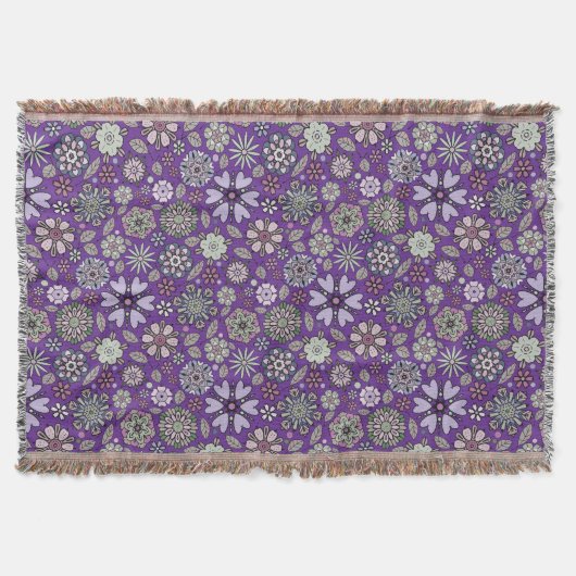 Retro Pastel Pink Purple Floral Seamless Pattern Deken (Voorkant)