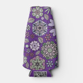 Retro Pastel Pink Purple Floral Seamless Pattern Flesjeskoeler (Voorkant)