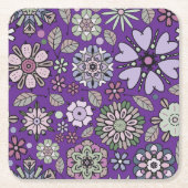 Retro Pastel Pink Purple Floral Seamless Pattern Kartonnen Onderzetters (Voorkant)