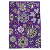 Retro Pastel Pink Purple Floral Seamless Pattern Medium Cadeauzakje (Achterkant)