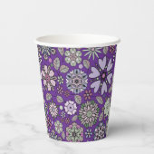 Retro Pastel Pink Purple Floral Seamless Pattern Papieren Bekers (Achterkant)