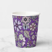 Retro Pastel Pink Purple Floral Seamless Pattern Papieren Bekers (Links)