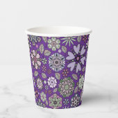Retro Pastel Pink Purple Floral Seamless Pattern Papieren Bekers (Voorkant)