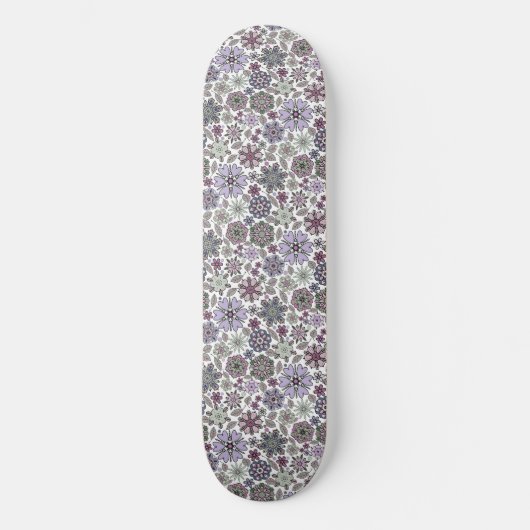 Retro Pastel Pink Purple Floral Seamless Pattern Persoonlijk Skateboard (Voorkant)