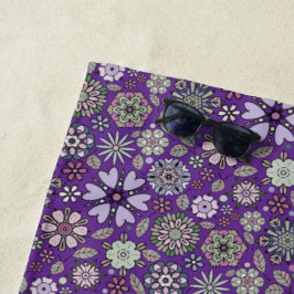 Retro Pastel Pink Purple Floral Seamless Pattern Strandlaken