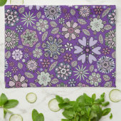 Retro Pastel Pink Purple Floral Seamless Pattern Theedoek (Gevouwen)