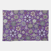 Retro Pastel Pink Purple Floral Seamless Pattern Theedoek (Horizontaal)