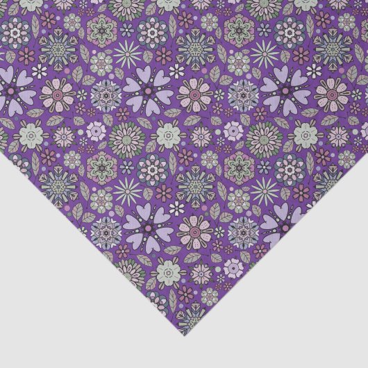 Retro Pastel Pink Purple Floral Seamless Pattern Tissuepapier (Detail)