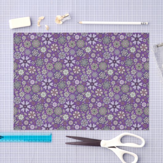 Retro Pastel Pink Purple Floral Seamless Pattern Tissuepapier (Craft)
