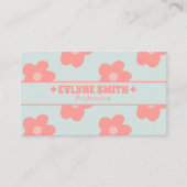 Retro Pastel Pink QR Code Groovy Floral Boho Girly Visitekaartje (Voorkant)