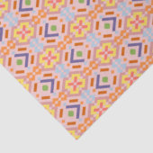 Retro Pastel Pixel Mozaïek Geometrisch Patroon Tissuepapier (Detail)
