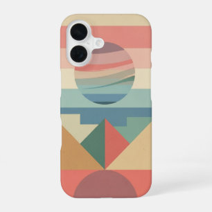 Retro Pastel Planeet op Blokken iPhone 16 Hoesje