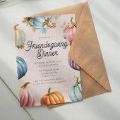 Retro Pastel Pompoenen Modern Thanksgiving Diner Kaart