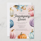 Retro Pastel Pompoenen Modern Thanksgiving Diner Kaart (Voorkant)