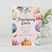 Retro Pastel Pompoenen Modern Thanksgiving Diner Kaart (Staand voorkant)