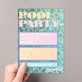 Retro Pastel Pool Party Invitation Acryl Uitnodigingen (Insitu (Draagbaar))
