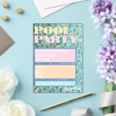 Retro Pastel Pool Party Invitation Acryl Uitnodigingen (Insitu (Huwelijk))