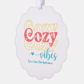 Retro Pastel Pop Gezellige Vibes Retro Kerstfoto Ornament Kaart (Links)