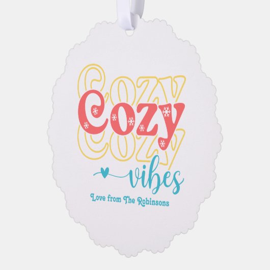 Retro Pastel Pop Gezellige Vibes Retro Kerstfoto Ornament Kaart (Links)