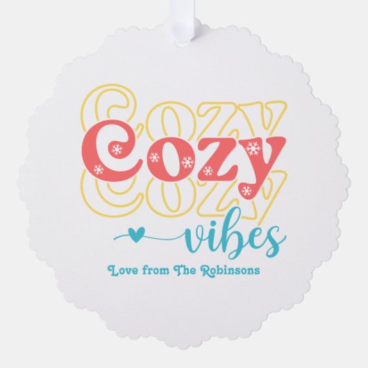 Retro Pastel Pop Gezellige Vibes Retro Kerstfoto Ornament Kaart (Voorkant)