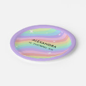 Retro Pastel Rainbow 6th Birthday Papieren Bordje (Gekanteld)