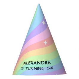 Retro Pastel Rainbow 6th Birthday Party Feesthoedjes