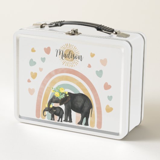 Retro Pastel Rainbow Cute Elephants (Voorkant)