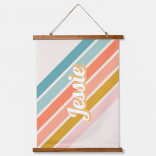 Retro Pastel Rainbow Persoonlijke naam Hangend Wandkleed